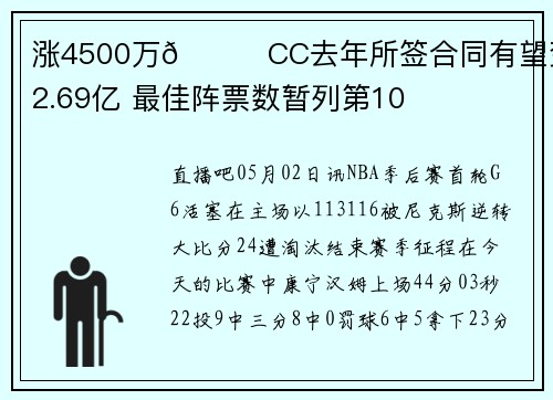 涨4500万😉CC去年所签合同有望变5年2.69亿 最佳阵票数暂列第10